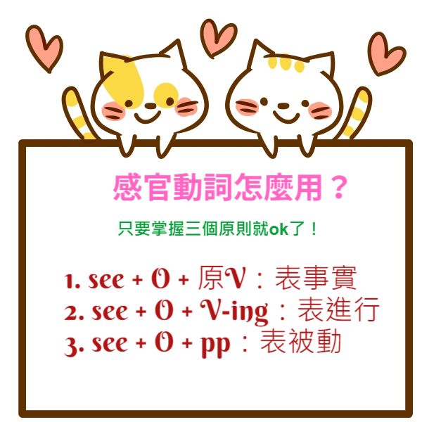 感官動詞see Hear等用法 3分鐘學會接v V Ing或pp 高效英語速學網