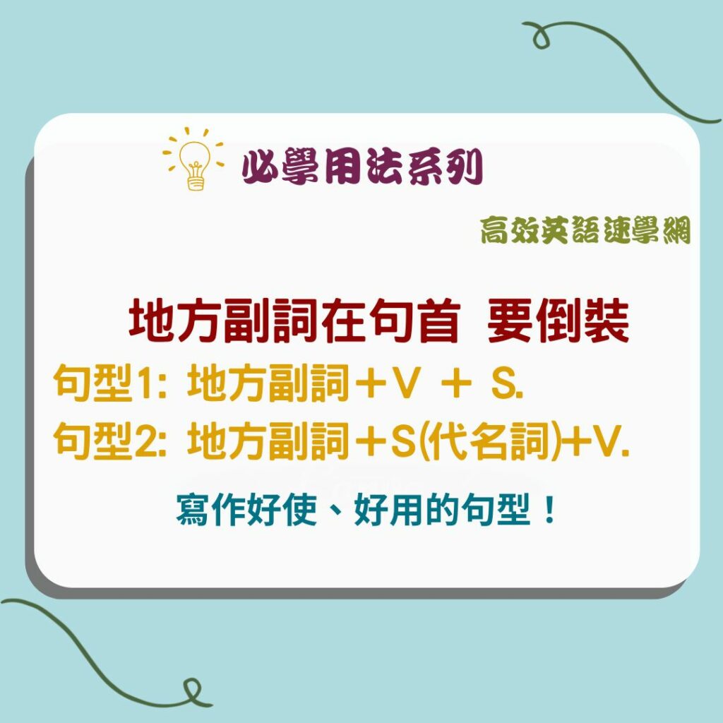 地方副詞倒裝