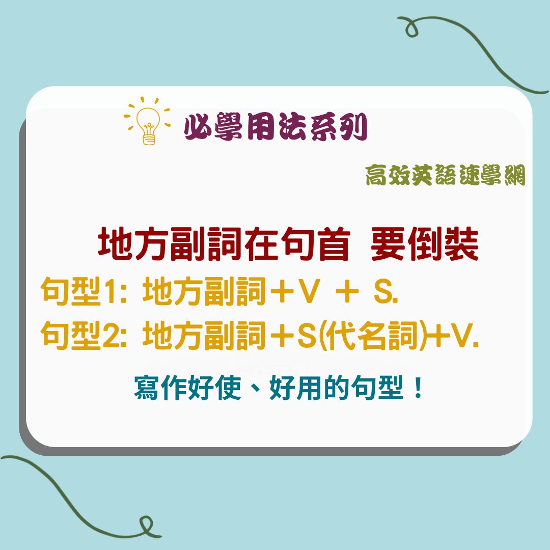 地方副詞倒裝
