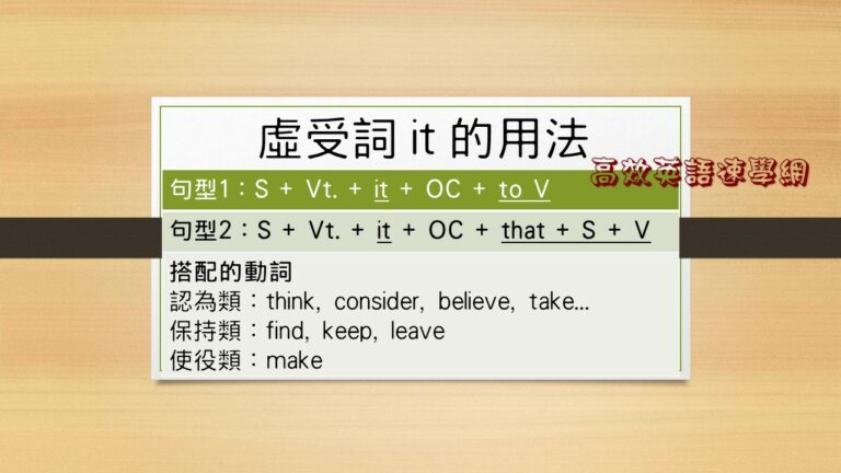 虛受詞it用法