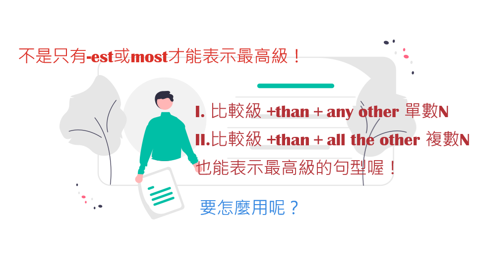 最高級 | 如何用比較級+any other/all the other表最高級? - 高效英語速學網